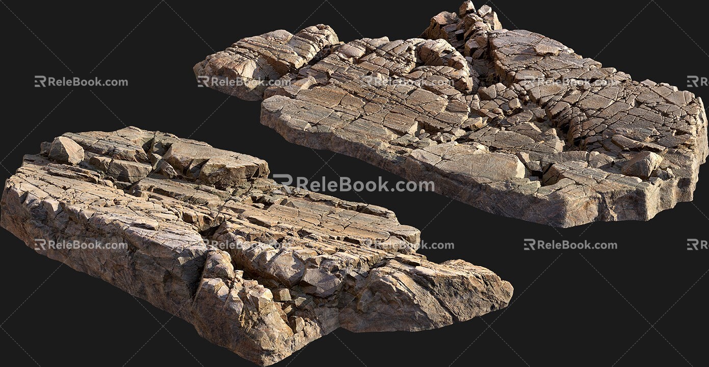 Stone Rock Moss Riverside Mountain Pebbles Shale Mountain Big Mountain 3d model