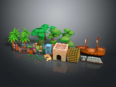 Modern Cartoon Tree Pirate Items Pirate Tree 3d model Modern Cartoon Tree Pirate Items Pirate Tree 3d model