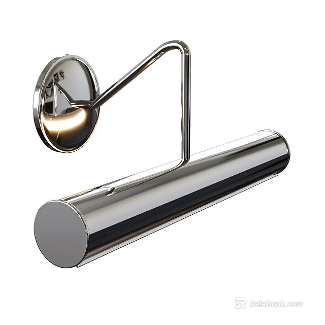 Modern Wall Light With Sleek Metal Curved Arm And Brushed Chrome Finish 3d model 