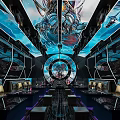 Luxury KTV Interior Design With Colorful Lighting And Comfortable Sofa Seats