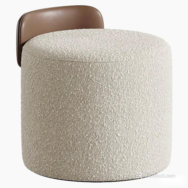 Modern Leisure Chair With Beige Textured Fabric Seat And Brown Backrest 3d model 