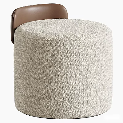 Modern Leisure Chair With Beige Textured Fabric Seat And Brown Backrest 3d model