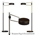 Modern Floor Lamp With Adjustable Arm And Black Gold Metal Stand Design