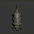 Reptilian Fantasy Creature Character with Horns Spiked Back Scaly Skin Open Mouth and Fierce Expression