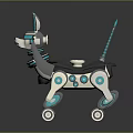 Futuristic Robotic Dog With Mechanical Joints Blue White Color Scheme And Glowing Accent Elements
