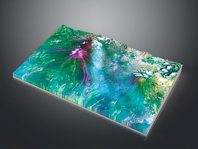 Colorful Terrain With Green Blue Purple Hues Mountainous Vegetation And Artistic Topographic Rendering 3d model