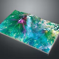 Colorful Terrain With Green Blue Purple Hues Mountainous Vegetation And Artistic Topographic Rendering