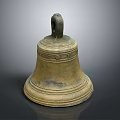 Vintage Brass Bell Hanging Pendant with Intricate Engravings and Loop Top Design