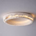 Round Modern Ceiling Light With Stone Like Texture And Glowing Edge Design 3d model