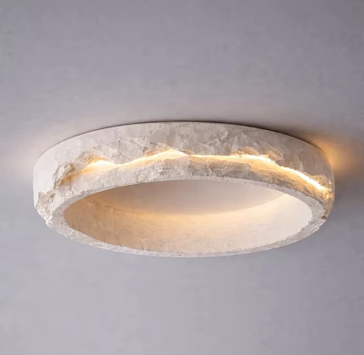 Round Modern Ceiling Light With Stone Like Texture And Glowing Edge Design 3d model