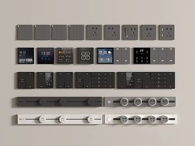Modern Electrical Switch Panels With Various Styles Smart Features And Durable Design For Home Use 3d model