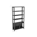 Modern Black Metal Shelving Units With Multiple Shelves And Bottom Cabinet Doors
