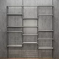 Iron Pipe Wall Mounted Open Shelving Unit With Geometric Design For Storage And 3d model