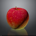Fresh Red and Yellow Apple with Glossy Skin on Dark Background and Shiny Reflection