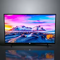 Modern High Definition TV Displaying Scenic Sunset Over Snowy Mountains With Colorful Sky