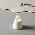 Modern Designer Side Table With White Round Top And Transparent Base 3d model