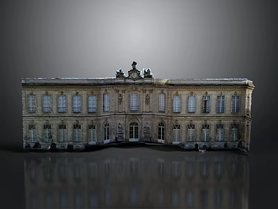 Historic Classical Building Scenery With Symmetrical Facade And Reflective Water Surface 3d model