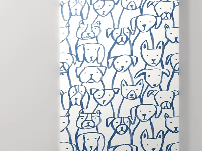 Blue And White Decorative Animal Pattern With Various Dog Cat Rabbit Illustrations 3d model