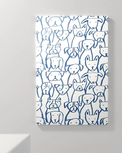 Blue And White Decorative Animal Pattern With Various Dog Cat Rabbit Illustrations 3d model