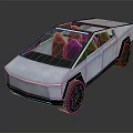 Futuristic Silver Electric Pickup Truck With Open Cabin And Large Wheels