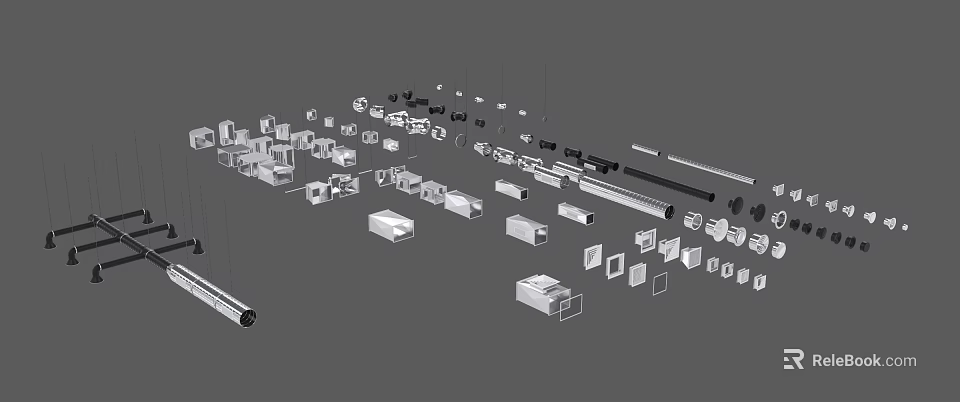 Various Types Of Plumbing Pipes And Fittings With Different Sizes And Components Collection 3d model 