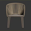 Stylish Wicker Chair With Curved Rattan Backrest Light Wood Legs And Cushioned Seat