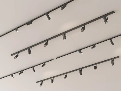 Modern Ceiling Track Lighting Fixtures With Recessed Downlights And Spotlights 3d model