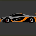 McLaren Super Car With Silver And Orange Streamlined Design Black Roof And Rear Spoiler