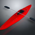 Red Kayak With Black Paddle Designed For Water Sports And Outdoor Recreation