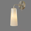 Modern Design Wall Lamp with Curved Metal Arm and White Glass Shade