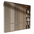 Modern Wooden Wall With Grid Design And Bookshelf Featuring Books And Decorations