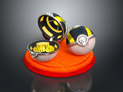 Colorful Sphere Shaped Food With Yellow Granules On Orange Base 3d model
