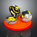 Colorful Sphere Shaped Food With Yellow Granules On Orange Base