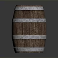 Classic Wooden Barrel With Rustic Wood Construction And Metal Hoops