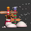 Snowman snowman snow children snow fox winter scene that animation character animation character 3d model