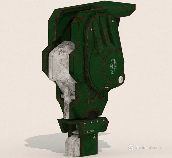 Green Robust Mechanical Component With Industrial Metal Structure And Detailed Parts 3d model 