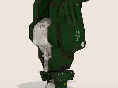 Green Robust Mechanical Component With Industrial Metal Structure And Detailed Parts 3d model