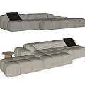Modern Sectional Sofa With Modular Design Light Fabric And Comfortable Cushions 3d model