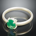 Elegant Silver Ring With Green Gemstone Stylish Fashion Accessory Design 3d model