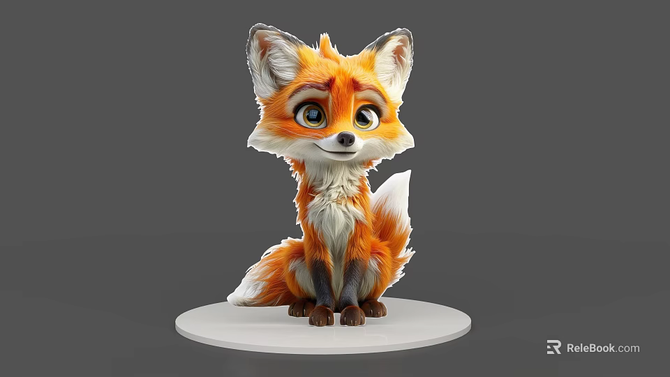 Cute Cartoon Reptile Figurine Sitting On White Circular Base With Colorful Details 3d model 