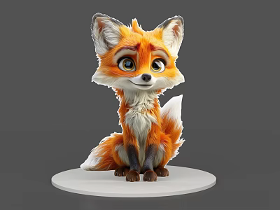 Cute Cartoon Reptile Figurine Sitting On White Circular Base With Colorful Details 3d model