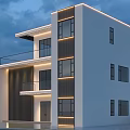 Modern Detached Villa Exterior With White Facade Black Window Frames And Light Strips