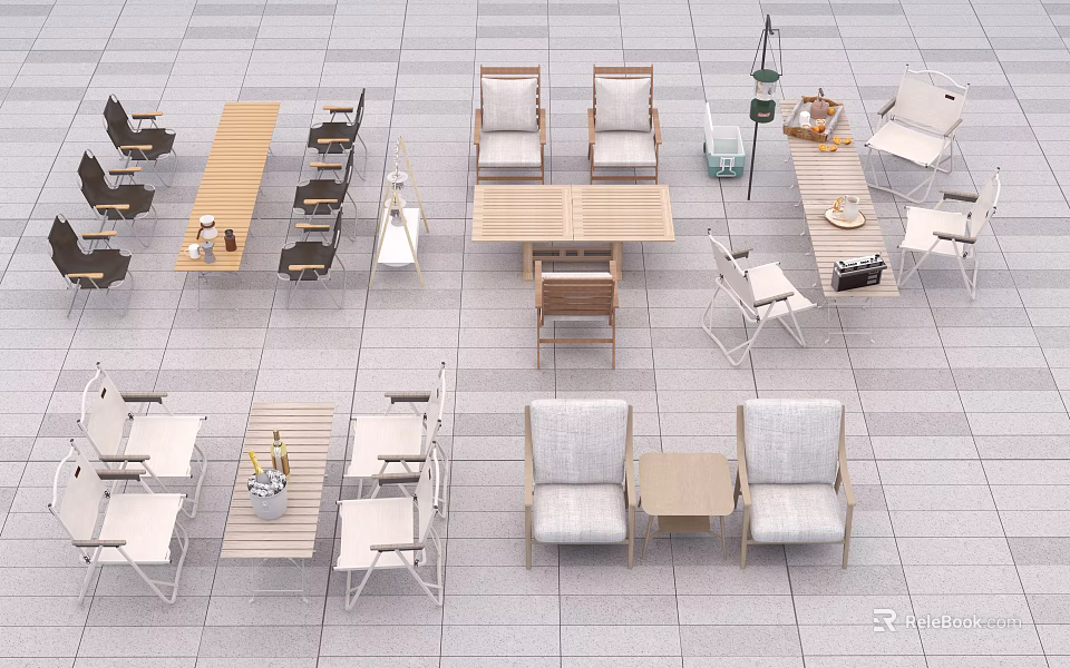 Modern Outdoor Table With Matching Chairs For Garden Patio Seating Setup 3d model 