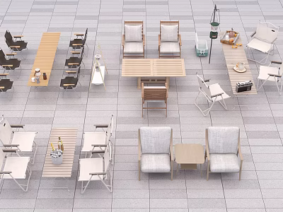 Modern Outdoor Table With Matching Chairs For Garden Patio Seating Setup 3d model