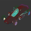 Futuristic Race Car with Dark Body Transparent Blue Roof and Green Accented Wheels