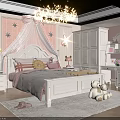 Romantic White Princess Style Children Bed With Full Matching Furniture For Sweet Pink Girls Bedroom