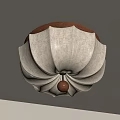 Petal Shaped Ceiling Light With Cream Pleated Lampshade And Wooden Frame