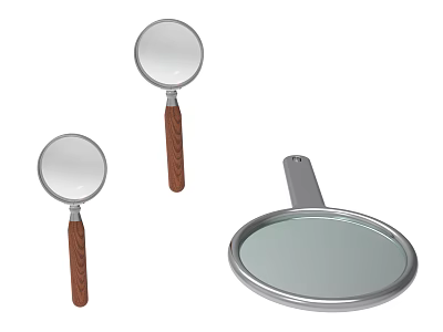 Useful Magnifying Glasses with Wooden and Metal Handles in Various Sizes 3d model