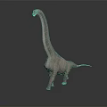 Realistic Gray Sauropod Dinosaur With Long Neck On Reflective Surface 3d model
