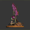 Neon Dream Sign Decorative Scene With Figure Small Cart And Orange Base